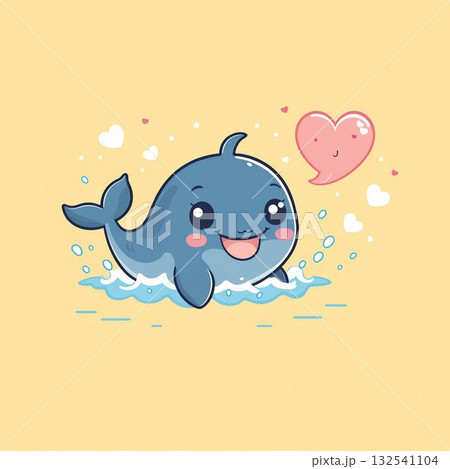 かわいいクジラのアイコン かわいいクジラのアイコン 132541104
