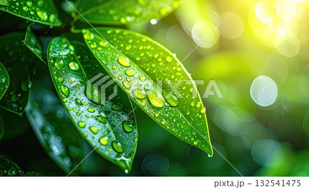 《AI画像》雨に濡れた葉 《AI画像》雨に濡れた葉 132541475