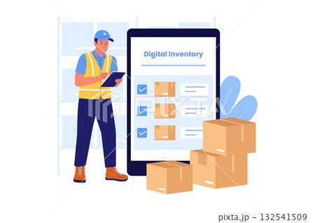 Illustration of Digital Inventory Management on Mobile App Illustration of Digital Inventory Management on Mobile App 132541509