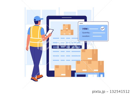 Illustration of Digital Inventory Tracking on Tablet 132541512