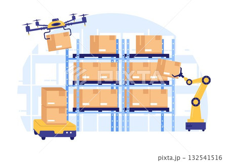 Illustration of Smart Warehouse Automation Illustration of Smart Warehouse Automation 132541516