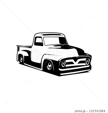 Legendary old truck isolated on white background side view. Best for truck industry, badge, emblem, icon, and sticker design 132541964
