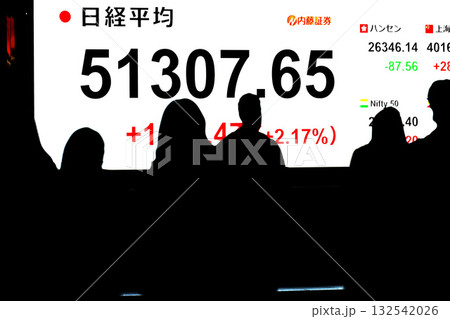 日本の東京都市景観初5万1000円台乗せ・5万1307円65銭株価/終値。爆騰アドテスト寄与＝29日 132542026
