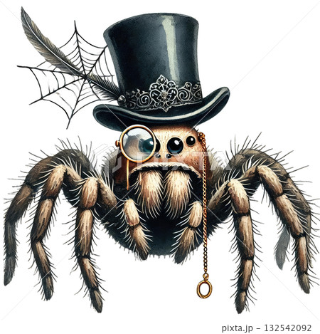 A whimsical spider wearing a classy top hat and monocle, adding a touch of humor and elegance to any design project. A whimsical spider wearing a classy top hat and monocle, adding a touch of humor and elegance to any design project. 132542092