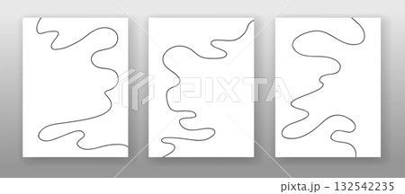 Curve wave graphic design for poster, cover with empty space for text Abstract flow line art. Set of templates. Vector illustration. 132542235