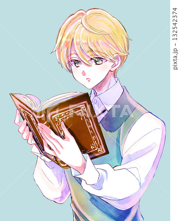読書をする貴族風の少年 金髪碧眼 読書をする貴族風の少年 金髪碧眼 132542374