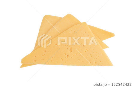 sliced cheese isolated, top view 132542422