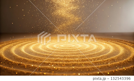Hypnotic golden spiral with a star at the center creating a mesmerizing visual experience 132543396