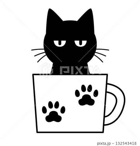 猫がカップの中に入っているイラスト 猫がカップの中に入っているイラスト 132543418