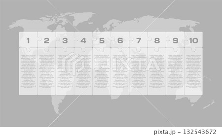 Ten steps line infographic, puzzle diagram Ten steps line infographic, puzzle diagram 132543672