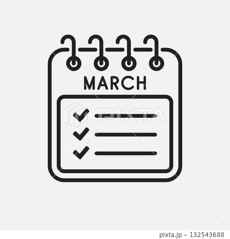 Icon calendar March month, to-do list, checklist 132543688