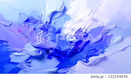 Abstract background with blue and white paint strokes, creating textured, voluminous effect reminiscent of decorative finishing materials. Ideal for creative design projects, stylish interior accents 132544656