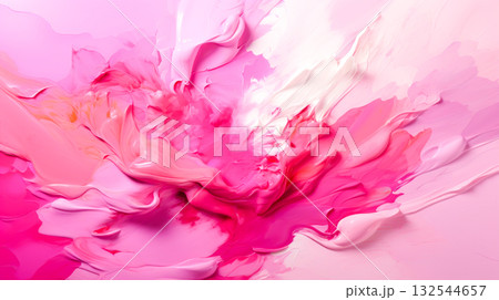 Abstract background with pink and white paint strokes, creating textured, voluminous effect reminiscent of decorative finishing materials. Ideal for creative design projects, stylish interior accents 132544657