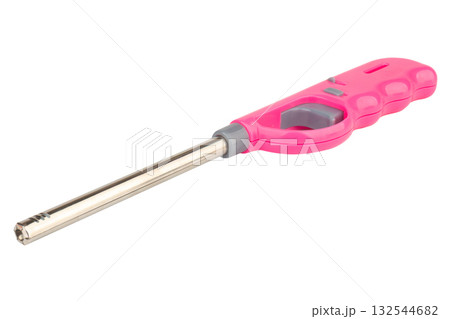 Pink gas stove lighter on white background 132544682