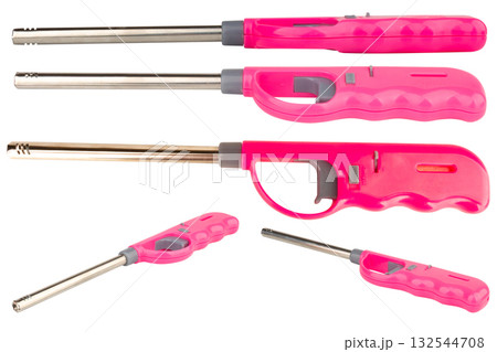 Pink gas stove lighter on white background Pink gas stove lighter on white background 132544708