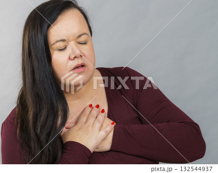 Adult woman having pain in chest 132544937