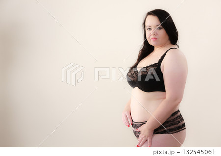 Plus size fat woman in lingerie 132545061