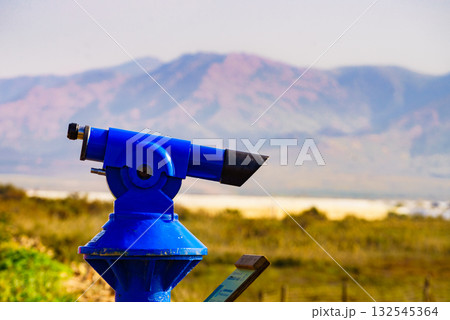 Tourist binoculars in Las Salinas, Cabo de Gata, Spain Tourist binoculars in Las Salinas, Cabo de Gata, Spain 132545364