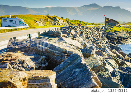 Camper car on roadside 132545511