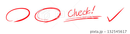 手書きの丸やチェックマークのアイコン Check 132545617