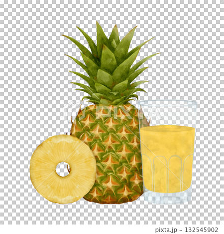 Enjoying fresh pineapple and its juice offers a delightful tropical refreshment while also making for a healthy snack option 132545902