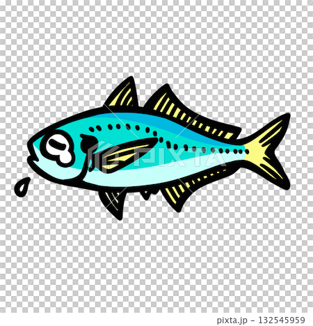 Simple illustration of a sad horse mackerel Simple illustration of a sad horse mackerel 132545959