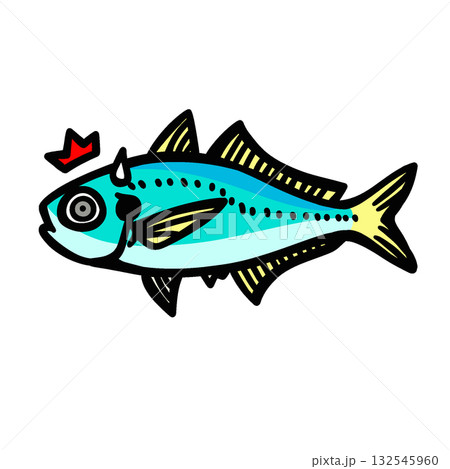 シンプルな驚くアジのイラスト 132545960