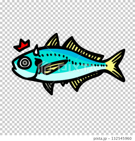 シンプルな驚くアジのイラスト 132545960