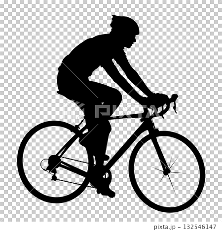 ロードバイクで走る男性のシルエットイラスト ロードバイクで走る男性のシルエットイラスト 132546147