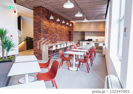 A modern empty canteen in an office building 132547001