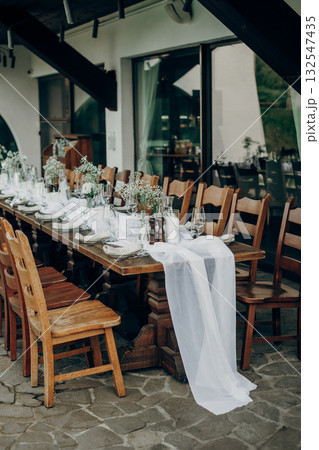 oho style outdoor banquet table with rustic wooden decor oho style outdoor banquet table with rustic wooden decor 132547435