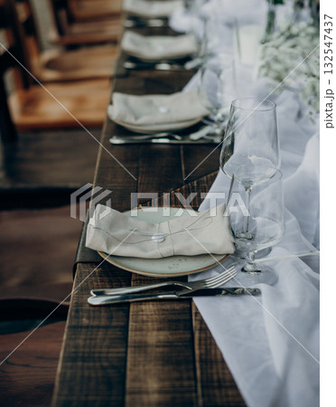 oho style outdoor banquet table with rustic wooden decor 132547437