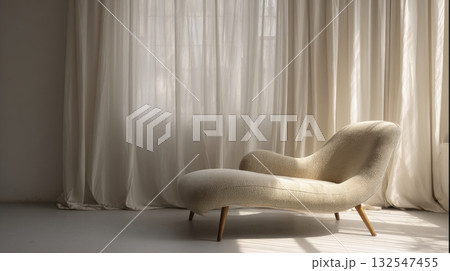 Modern lounge chair by sunny window 132547455