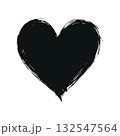 A roughly sketched black heart shape with uneven edges on a clean white background, symbolizing love and imperfection. Valentine's day illustration. 132547564