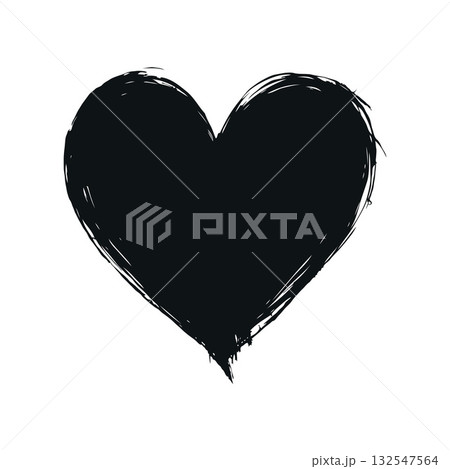A roughly sketched black heart shape with uneven edges on a clean white background, symbolizing love and imperfection. Valentine's day illustration. A roughly sketched black heart shape with uneven edges on a clean white background, symbolizing love and imperfection. Valentine's day illustration. 132547564