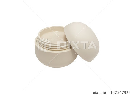 Beige jar with natural cosmetic cream isolated on white background Beige jar with natural cosmetic cream isolated on white background 132547925
