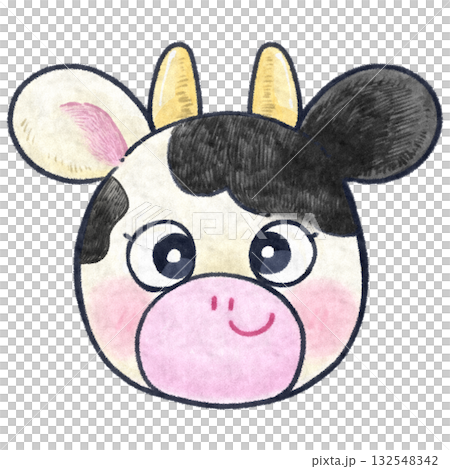 Deformed cow face raster illustration Deformed cow face raster illustration 132548342
