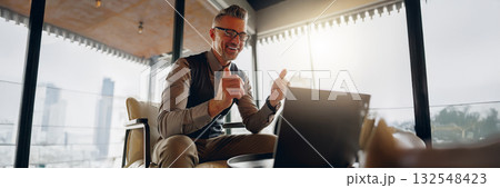 A Professional Man Engaged Actively in Seamless Virtual Communication and Collaboration A Professional Man Engaged Actively in Seamless Virtual Communication and Collaboration 132548423