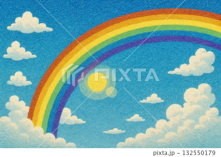 青空　虹　砂絵風 132550179