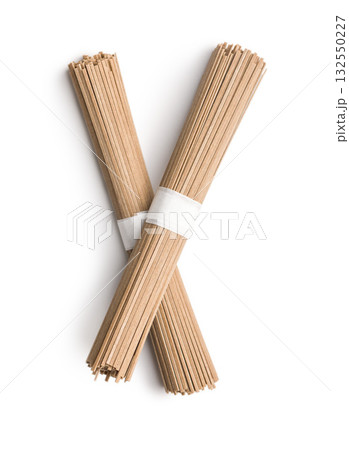 Buckwheat soba noodles isolated on white background. 132550227