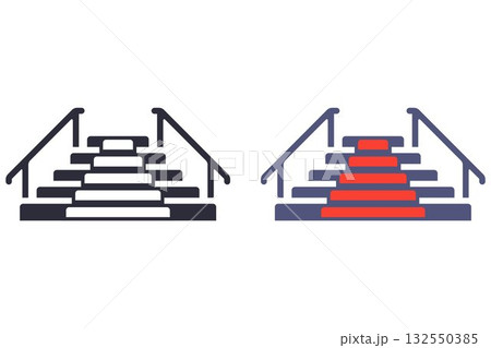 Staircase with steps and red carpet. 132550385