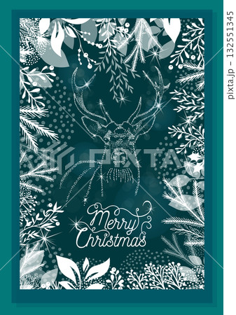 Luxury Christmas and Happy New Year holiday cover template. Design for postcard, greeting, wallpaper, poster. Not AI. Vector illustration 132551345