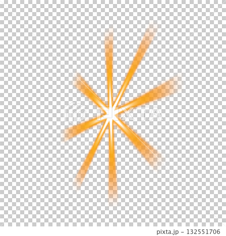 透明背景の奥行きのある斜めのオレンジ色発光スター 透明背景の奥行きのある斜めのオレンジ色発光スター 132551706