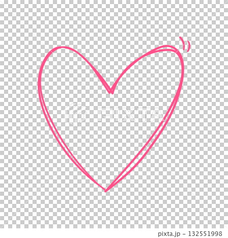 Pink hand drawn heart line drawing 132551998