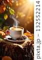 Steaming Autumn Cappuccino with Latte Art Steaming Autumn Cappuccino with Latte Art 132552214