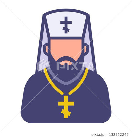 Orthodox priest icon with a cross. 132552245