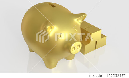 The Piggy Bank and Gold Bar for Business concept 3d Rendering. 132552372