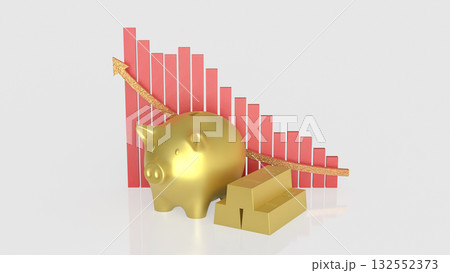 The Piggy Bank and Gold Bar for Business concept 3d Rendering. The Piggy Bank and Gold Bar for Business concept 3d Rendering. 132552373
