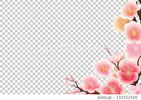 Background material: Plum blossoms cutout 132552420