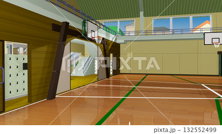 アニメーションの背景に最適な『体育館の内部』 132552499